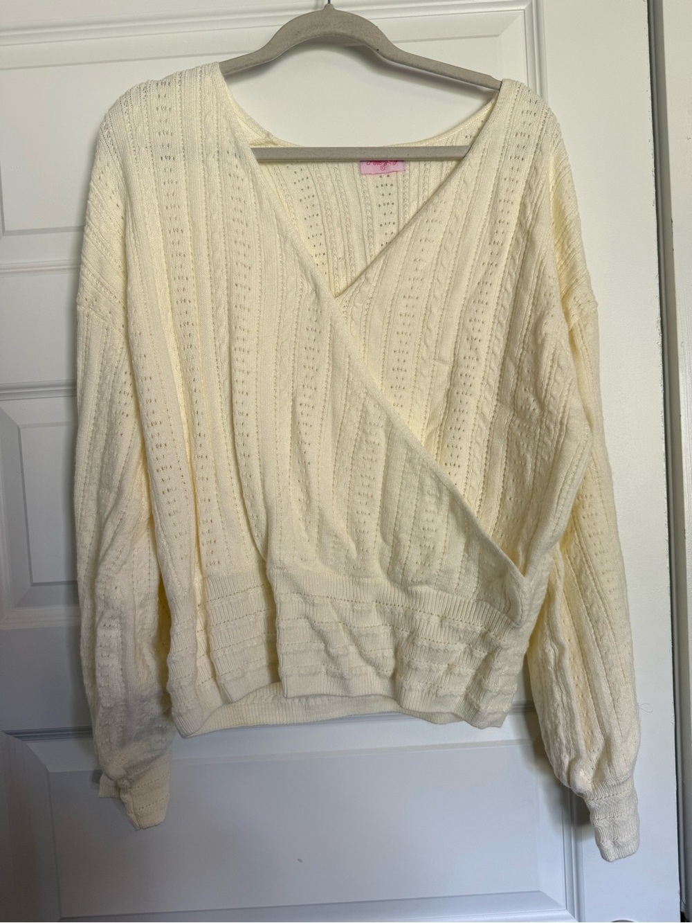 NWT- Pink Lily- Cream Wrap Sweater- Size XL